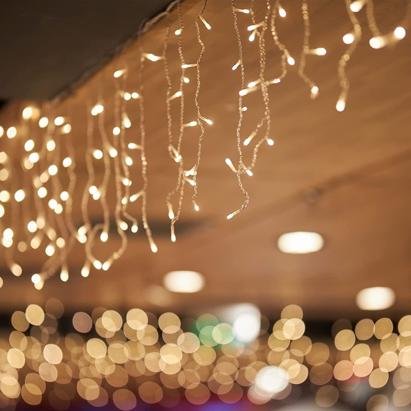 SALCAR LED Eisregen Lichterkette Außen 10m, Lichtervorhang Fenster Weihnachten Innen