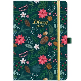 2026 Diary - A5 Diary 2026 from January to December, Week to View & Monthly Planner with Pen Loop, Hardback Cover, Elastic Closure, Ribbon Marker for School, Home or Office
