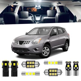 ENDPAGE 9-Pieces Rogue LED Interior Light Kit for Nissan Rogue 2008 2009 2010 2011 2012 2013 White 6000K Interior LED Lighting Package + License Plate Lights, Install Tool