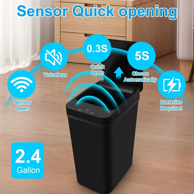 QSFWCSM 2 Pack Bathroom Trash can,Smart Touchless Trash Can,Automatic Motion