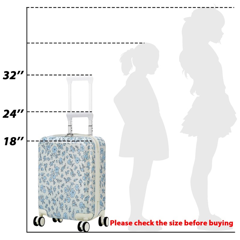 Redbaker 6 Pcs Kids Luggage Set, 18 Inch Rolling Suitcase
