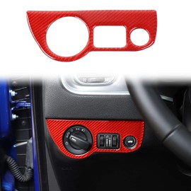Voodonala for Challenger Charger Headlight Switches Control Button Knob Trim Decor for 2015-2025+ Dodge Challenger, for 2010-2025+ Dodge Charger Interior Accessories,1pc ABS Red/Black Fiber
