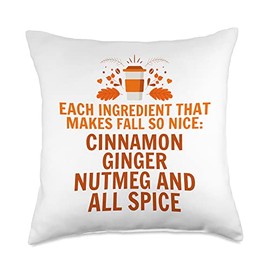 Cinnamon & Ginger & Nutmeg & All Spice Pumpkin Spice Lovers Throw Pillow