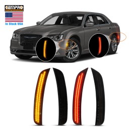 Plug and Play LED Front Rear Side Marker Light for Chrysler 300 2015-2021 Fender LightLight Color: Front: ice blue +Rear : ice blue, Specification: Smoke Lens