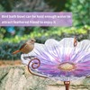 MUMTOP 31 Inch Height Glass Birdbath Birdfeeder with Metal Stake