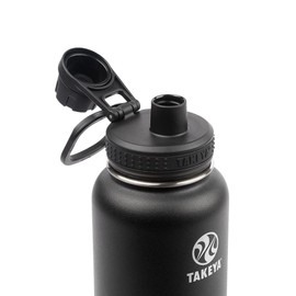 Takeya Actives Insulated Stainless Steel Water Bottle with Spout Lid, 32 oz, Onyx