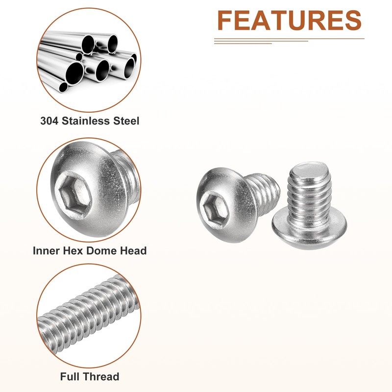 DTGN 3/8-16x1/2" Button Head Socket Cap Screws - 15Pack -