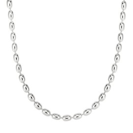 Savlano 925 Sterling Silver Oval Rice Bead Strand Chain Necklace For Women - Made in Italy Comes With a Gift Box (18, 4.0mm)