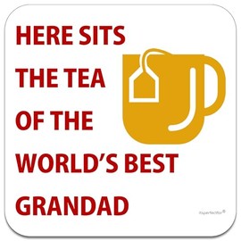 Drinks Coaster For the World's Best Grandad, Small Thoughtful and Meaningful Gift, For Much Loved Grandparent Who Loves a Cup of Tea