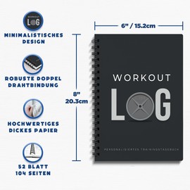 Fitness Log Book - Training Planner - A5 Size Black - Training Diary - Bodybuilding Goal Setting - by Workout Log