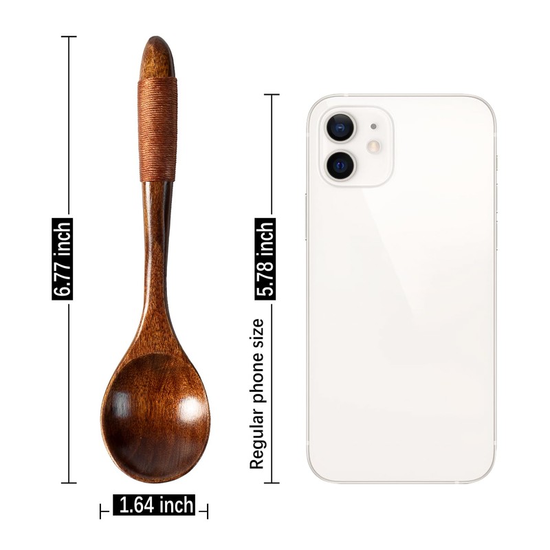 Hefild 6 PCS Wooden Spoons for Honey, 6.7 inch Small