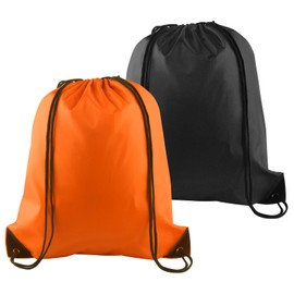 PLULON 2Pcs Drawstring Bags Bulk Drawstring Backpack Orange Black String Backpack Cinch Sack Sport Gym Backpack Bags for Yoga Traveling Outdoor Sports