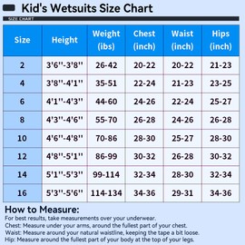 XUKER Kids Wetsuit for Boys Girls Toddlers, 3mm Wetsuit Back Zip Neoprene Thermal Full Body Wetsuits for Youth Teens Scuba Dive Swimming Boating Snorkeling