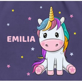 Turnbeutel Rucksack personalisiert - Einhorn - Einhorn Unicorn - Unisize - Lila - beutel mit namen kindergarten einhörnern kinderturnbeutel stoffbeutel schulkind name turnsackerl - WM110