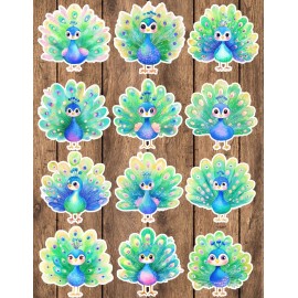 Unbranded Cute Peacock Vinyl Die Cut Stickers Set Scrapbooking Laptop Waterbottle