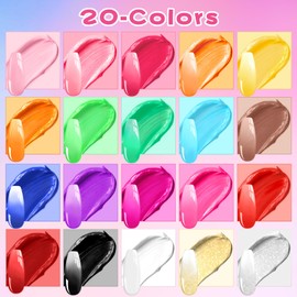 20 Colors Ombre Gel Nail Polish - Sponge Pat Painting Gel for Gradient Nails, Aura & French Manicure, Fluffy Cloud Texture with No-Wipe Glossy Finish, DIY Nail Art Kit for Beginners & Professionals