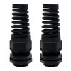 LeMotech 2Pcs NPT 1" IP68 Waterproof Cable Gland Flex Spiral Strain Relief Black Nylon Joint with Gaskets for 18-25mm Wire Thread