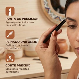 Set de 7 Pzs Pinzas para Cejas Depilar Profesionales de Acero Inoxidable, Pinza de Precisi?n con Tijera para Cejas, Pincel de Cejas,estuche de Cuero (Negro)