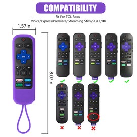2 Pack Case for Roku Express/Streaming Stick/Premiere - Silicone Remote Cover for TCL Hisense Roku TV Remote (Purple not Glow + Rose not Glow)