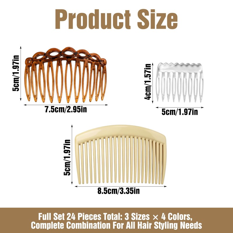 Amabro 24pcs French Side Combs Hair Clips Wedding All Hair