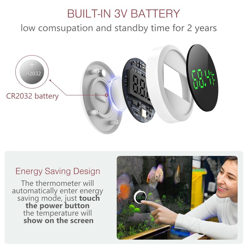 LOFICOPER Digital Aquarium Thermometer, Stick-on Fish Tank Thermometer, Small Temperature