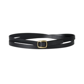 Allegra K Womens Adjustable Skinny Leather Belt Fashion Narrow Belts Minimalism Waist Strap 95-115cm/37.4-45.67" Black