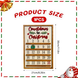 PLUSHCEWT Christmas Advent Calendar 2024 Christmas Slider Advent Countdown 30 * 21cm Wooden Christmas Decorations Novelty Table Decoration Holiday Xmas Party Home Office Indoor Desk Ornaments