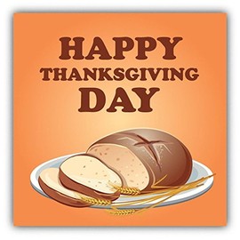 Zirni Happy Thanksgiving Day Bread Sticker Decal Design 5" X 5"