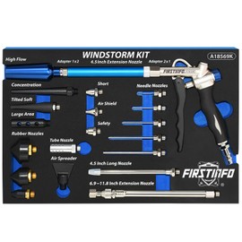 FIRSTINFO TOOLS FIT YOUR NEEDS A18569KUS Adjustable Air Flow | Two-Way Taiwan Air Blow Gun Windstorm Master Kit
