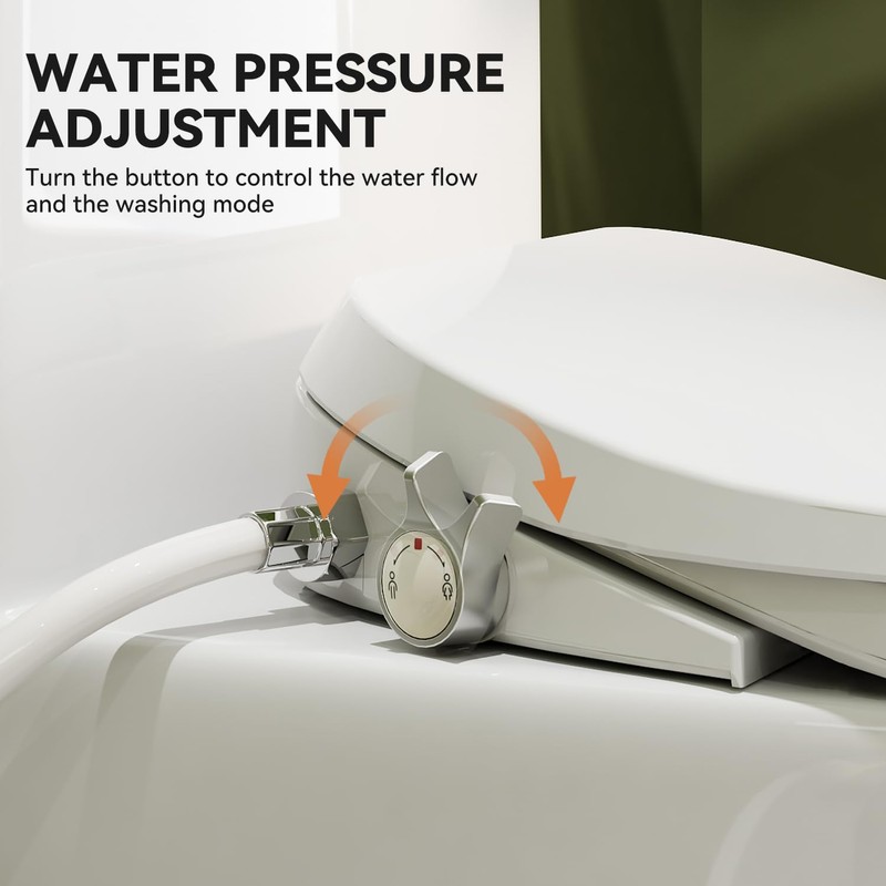 HOROW B0400 Elongated Bidet Toilet Seat, Non-Electric Bidet Toilet Attachment