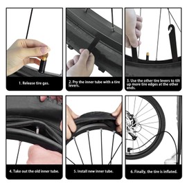 2 PACK 20 x 1.75/1.95/2.125 Bike Inner Tube with Bike Tube Repair Tool Kits, 4 Tire Levers, 6 Self-Adhesive Round Patches, 1 Metal Rasp, 2 Schrader Valve, Replacement Bike Bicycle Inner Tubes