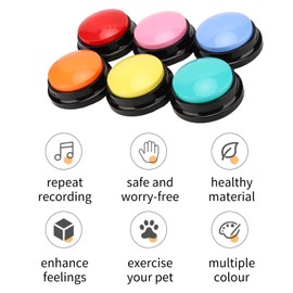 6Pcs Dog Buttons for, 30 Seconds Recordable Answer Buzzers Voice Recording Button, Multifunctional Pet Training Buzzer for Dog Cat