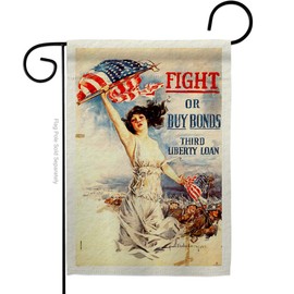 US Brotherhood G183058-BO 13 x 18.5 in. Fight or Buy Bonds Garden Flag with Armed Forces Service Double-Sided Decorative Vertical Flags House Decoration Banner Yard Gift