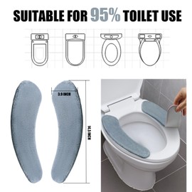 timecity Warmer Toilet Seat Cover Soft Thicker Flannel Bathroom Toilet Seat Padded Non Slip Toilet Seat Cushion with Memory Foam Static Cling Non Adhesive Toilet Seat Cover Mat,1 Pair Grey