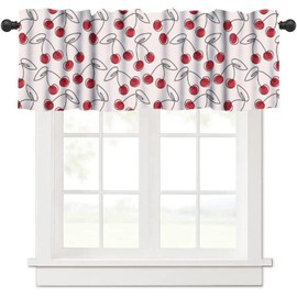 Yearn Jear - Cortinas de cenefa de cocina con fruta de cerezo, cortinas de verano para sala de estar, recámara, 54 x 18 pulgadas