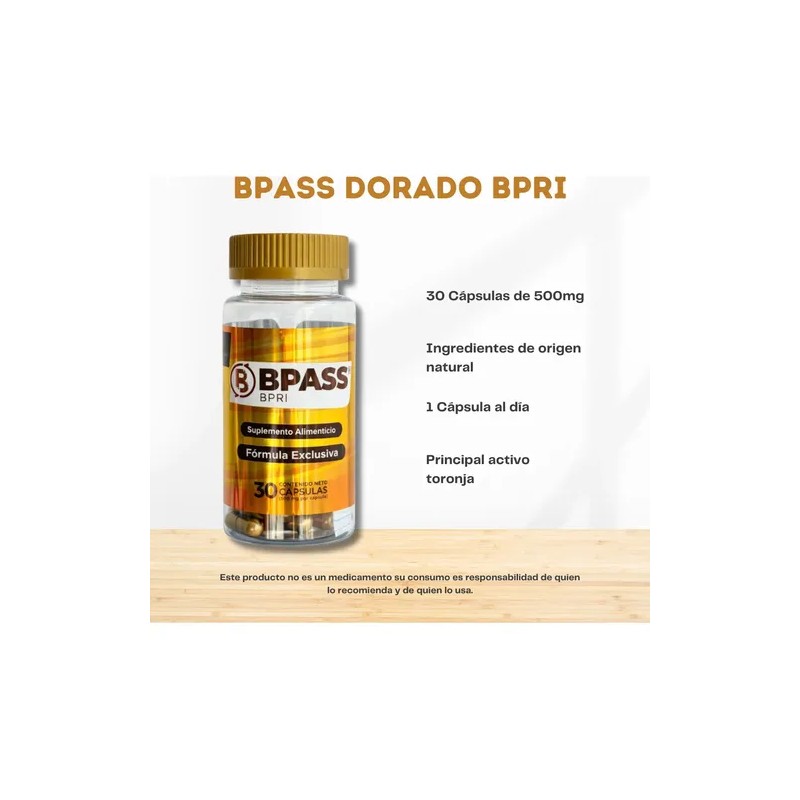 Kit Bpass Dorado Y Azul 30 Caps Bpri Suplemento Antes