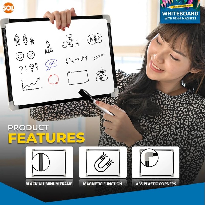 Orbitron A4 Dry Wipe Magnetic Mini Office Whiteboard Notice Memo