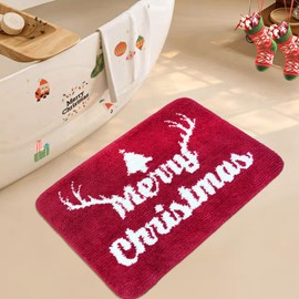 BOANKODU Christmas Bathroom Rugs Christmas Decorations Bathroom Super Soft Bath mat, Microfiber Bathroom Carpet, Non-Slip Bathroom mat Washable Bath Rug (20x32 inches + 16x24 inches)