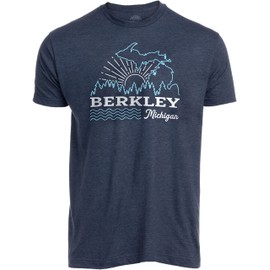 Berkley, MI | Michigan Great Lakes State Midwest Mitten Pride T-Shirt for Men Women - (Adult,L) Vintage Navy