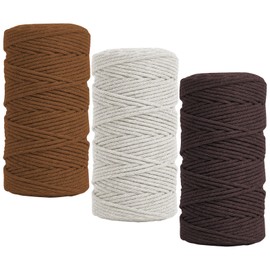 Fyfjur Macrame Yarn 2 mm, 3 Rolls Colourful Cotton Macrame Cord, Macrame Cord, Cotton Cord Parcel Cord for Wall Hanging, Dream Catcher, DIY Crafts, Baking, Gifts Packaging (300 m)