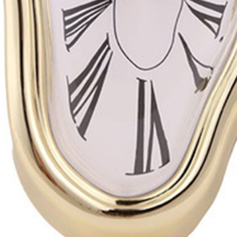 Melting Clock Plastic Retro Decorative Electroplated Metal Paint Desk Table