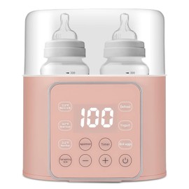 Baby Bottle Warmer 9-in-1 Multifuntion Breast Milk Warmer, Fast Baby Food Heater & Defrost Warmer with Timer for Twins, LCD Display Accurate Temperature Adjustment, 24H Constant Mode (Rose)