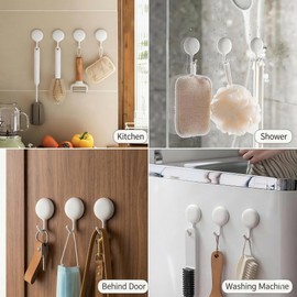 So Nice No-Drill Adhesive Hooks 4 Pack – White Self-Adhesive Wall Hooks for Hanging, Strong Hold Up to 2.2 lbs, Removable Hooks for Kitchen, Bathroom, Closet, Office – 1.8 x 2.8 x 0.8 Inches