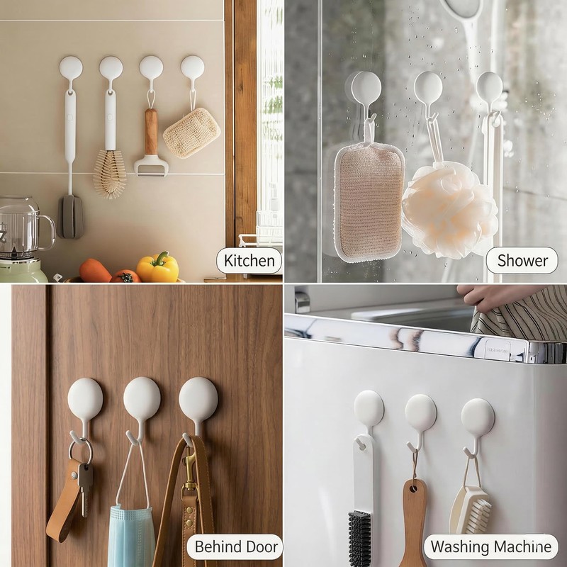 So Nice No-Drill Adhesive Hooks 4 Pack – White Self-Adhesive