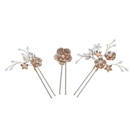 WOONEKY U-shaped Hair Stick Rhinestones and Pearl for Women's Bridal Hair Ornament