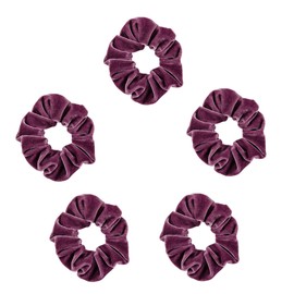 Velvet Scrunchies For Women - 5pc Regular Hair Scrunchies For Girls - Soft & Luxurious Velvet Scrunchies For Women & Girls (Purple)