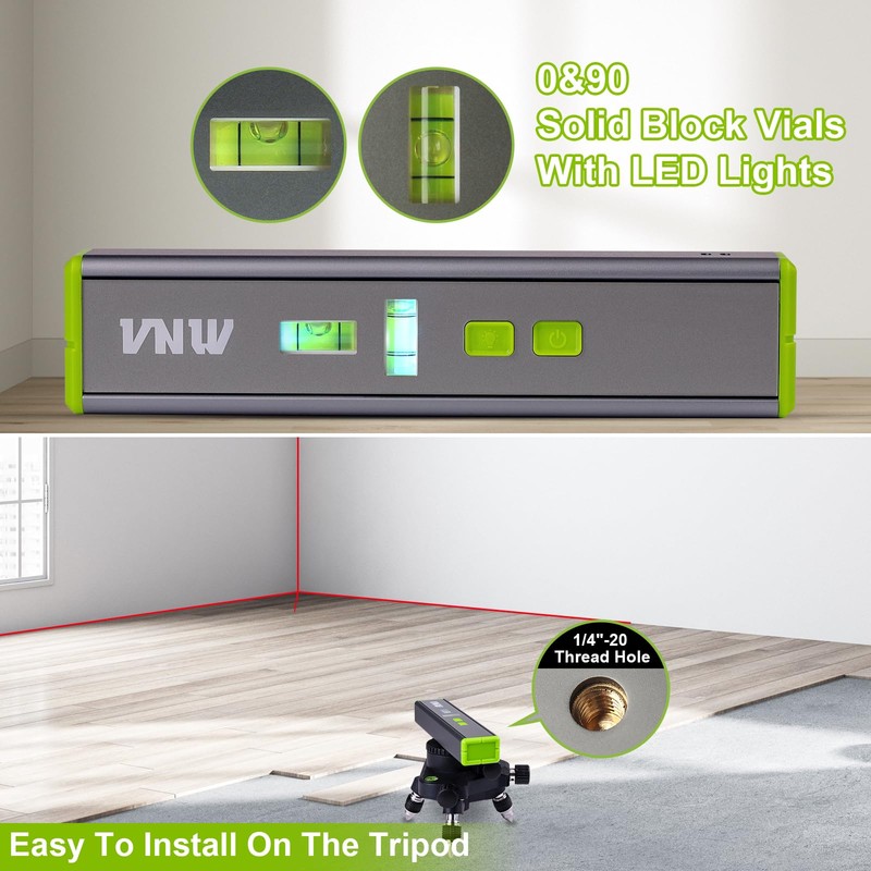 Laser Level with 90°/180° Bubbles and Magnetic - Multipurpose and