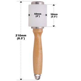 Trimming Shop Leathercraft Nylon Mallet, Wooden Handle Leather Hammer, Leather Carving & Stamping Hammer Craft Tool - Perfect for Sewing DIY Leather Work (Straight Head)