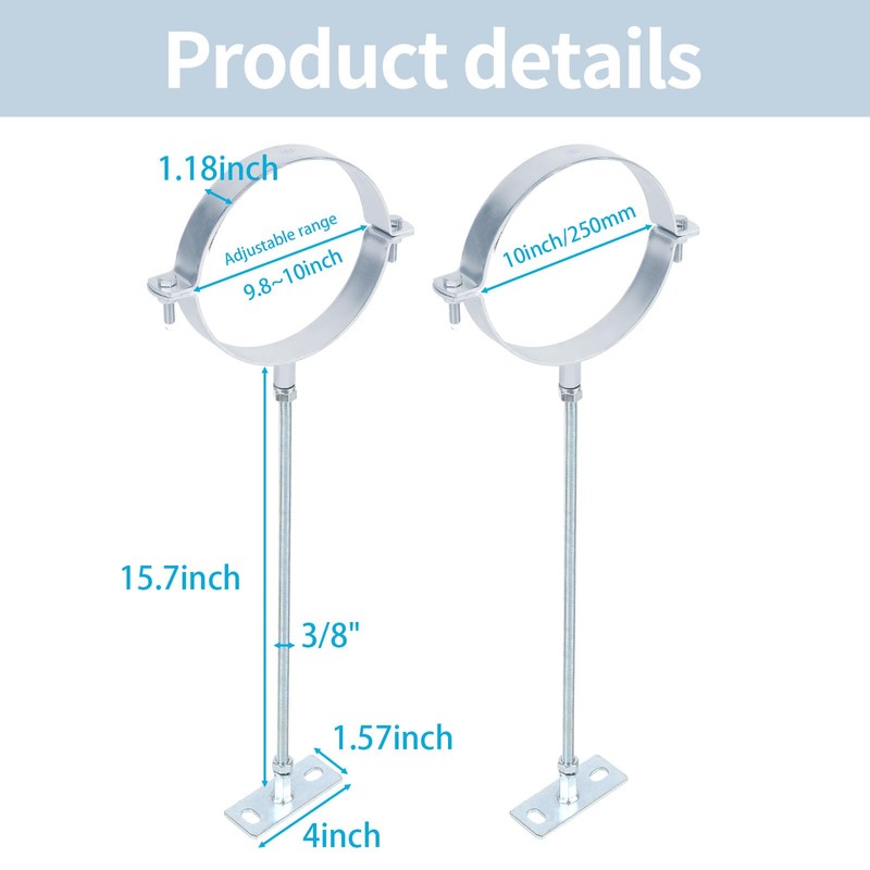 2PCS 10"Chimney Pipe Bracket,Wall Support Chimney Pipe Holder，Stove Pipe Hanger，B