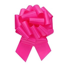 IGC 50 Pull String Bows - Gift Wrap Packaging - 5" 20 Loops - 1 1/4" - Hot Pink - Wholesale Lot - Holiday Present Packaging